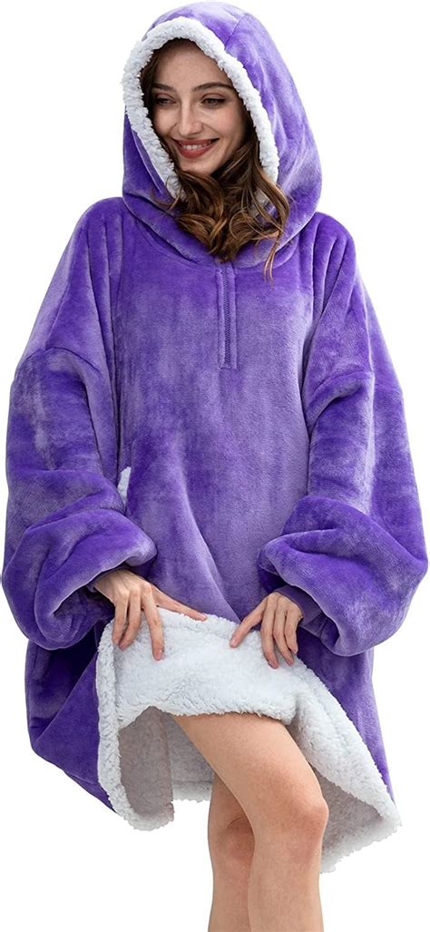 Hblife Oversized Wearable Blanket Hoodie For Adult Thick Sherpa