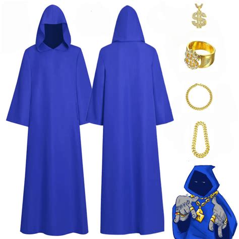 Blue Wizard Cloak Shadow Wizard Money Gang Blue Robe Halloween Costume ...