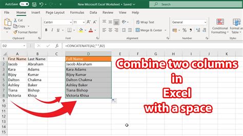 How To Combine Two Columns In Excel And Add A Space Youtube