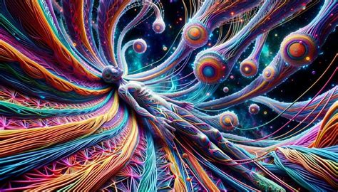 Surreal Scene Where Dmt Entities Emerge And Intertwi