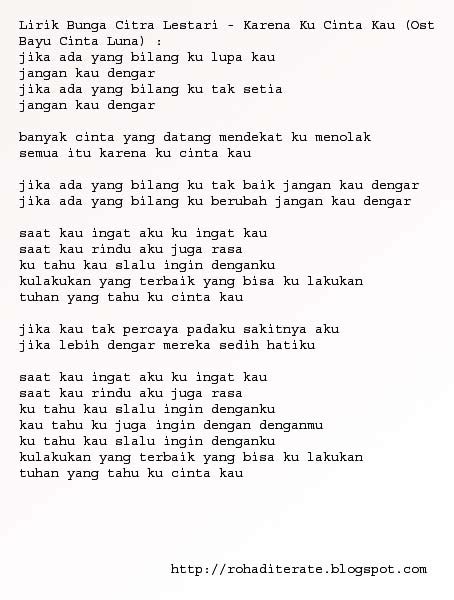 Lirik Lagu Bunga Citra Lestari Bcl Karena Kucinta Kau
