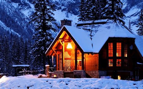 snow, trees, building, cabin, winter, forest, house, HD Wallpaper | Rare Gallery