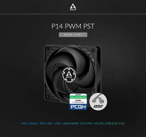 Arctic P Pwm Pst Cm Siyah Pwm Kasa Fan L Paket Ar