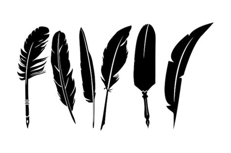 Premium Vector Quill Feather Pen Silhouette Set Design Inspiration