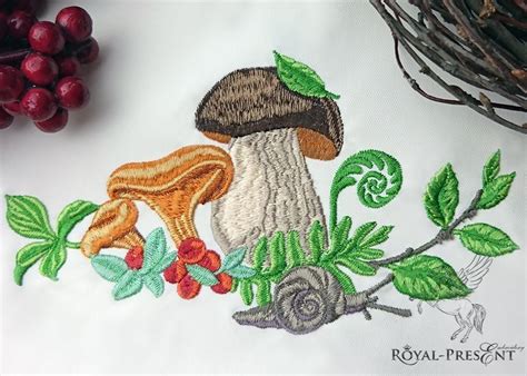 Machine Embroidery Design Mushrooms Royal Present Embroidery