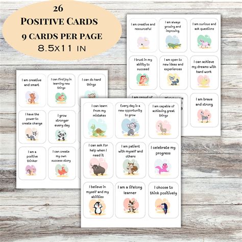 Positive Affirmation Cards for Kids Printable Children's Positive Cards ...