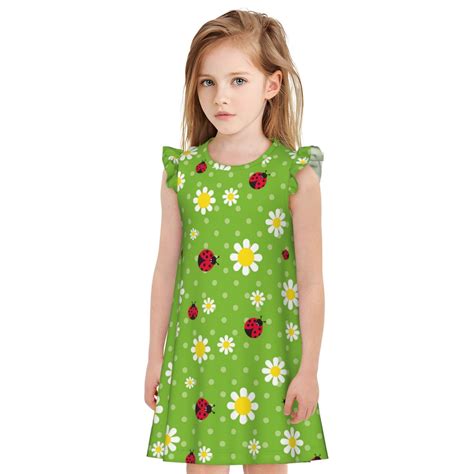 Derioi Daisies And Ladybugs for Girls Nightgowns Night Dress Sleepwear
