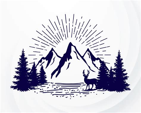 Mountain Svg Landscape Svg Mountains Deer Svg Nature Svg File For T