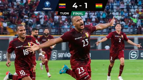 Eliminatoria Conmebol Venezuela 4 1 Bolivia Resultado Goles Y Resumen Tudn Mundial Qatar