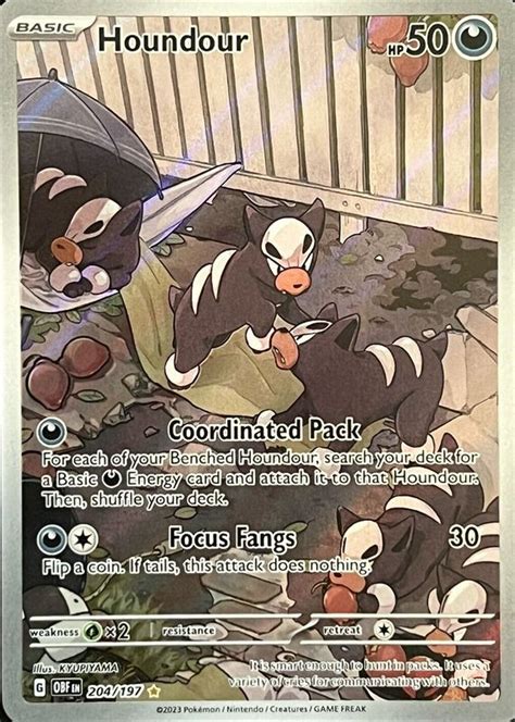 Houndour 2023 Scarlet And Violet Obsidian Flames Illustration Rare 204