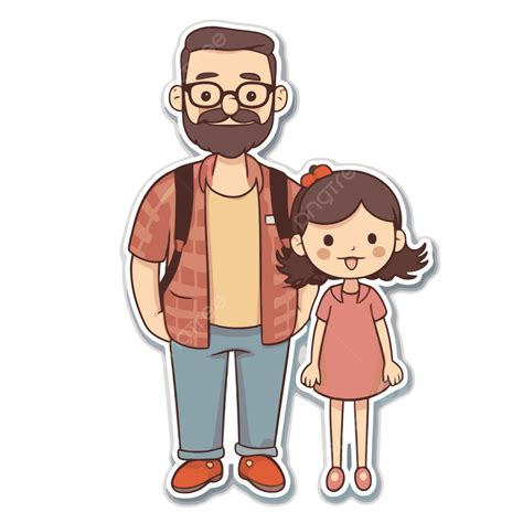 Adesivos De Pai E Filha De Desenho Animado Vetor Png Pai E Filha The