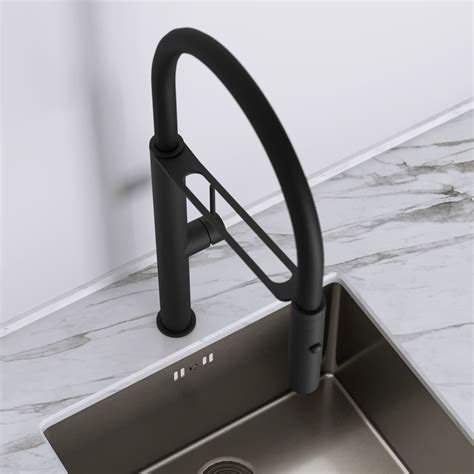 Livello Matte Black Pull Out Kitchen Mixer Tap Lusso