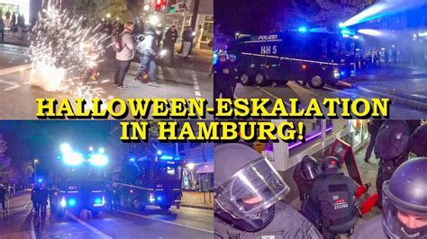 Eskalation an Halloween in Hamburg Krawalle gegen Polizei mit Böller