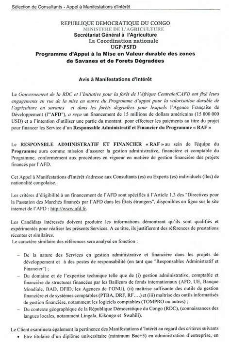 Mediacongo Net Offre D Emploi Responsable Administratif Et Financier