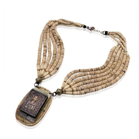Autre Marque Masha Archer Bone Beads Statement Russian Icon Multistrand