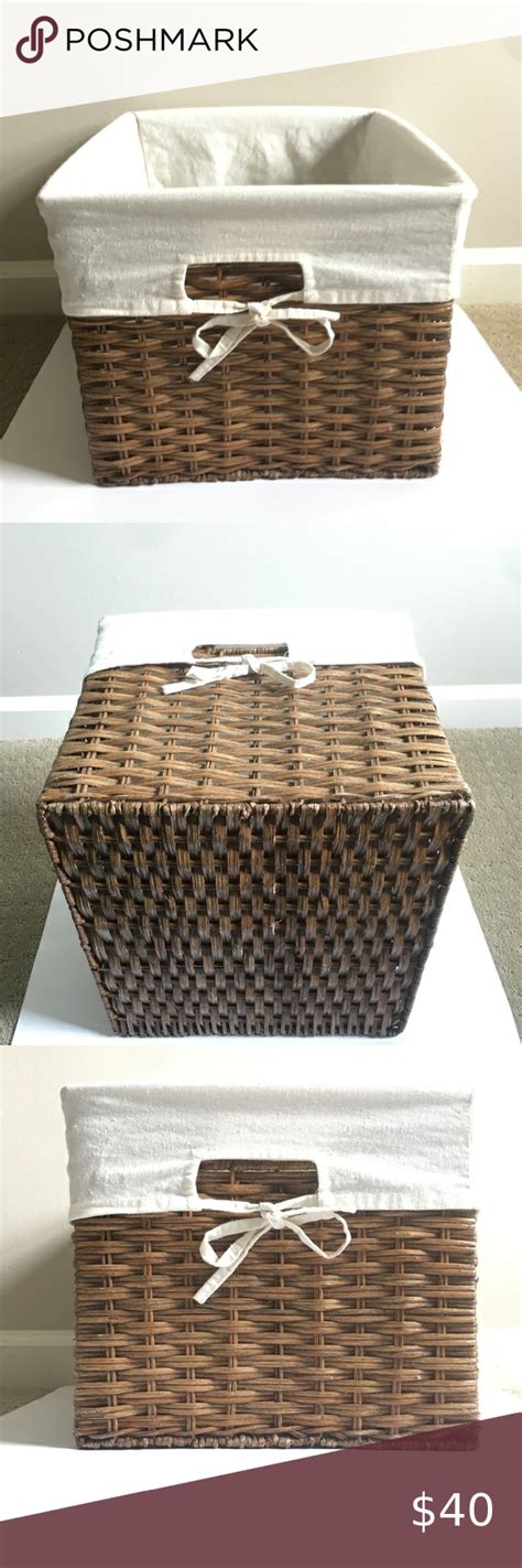 Pottery Barn Woven Wicker Basket Lined Basket Pottery Barn Wicker Baskets Pottery Barn Accents