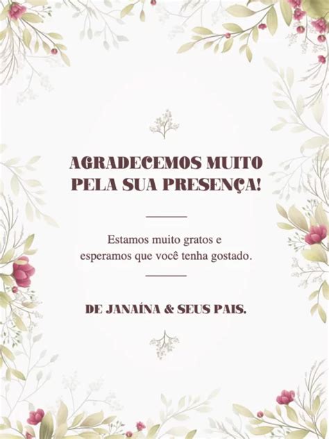 Fazer Cartão De Agradecimento De Presença De Aniversário Floral Edite