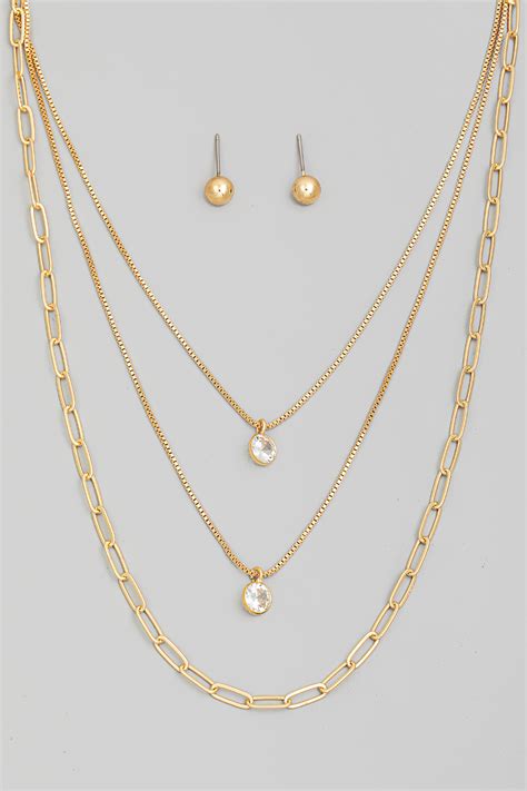 Layered Chain Necklace Set - Necklaces