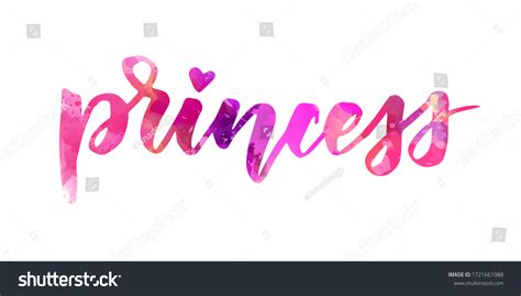 Princess Handwritten Modern Watercolor Calligraphy Lettering Stock