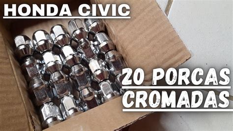 20 PORCAS CROMADAS PARA HONDA CIVIC YouTube