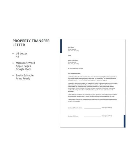 15 Property Transfer Letter Templates Pdf Doc Free And Premium