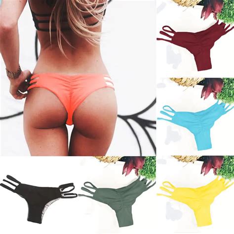 Women Brazilian Cheeky Bikini Bottom Thong Bandage Bathing Beach
