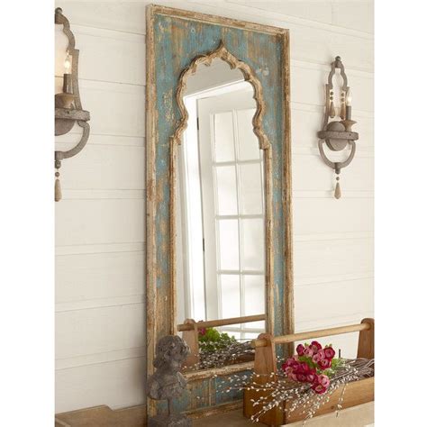 Distressed Painted Wood Mirror Large Mirror Decor Distressing