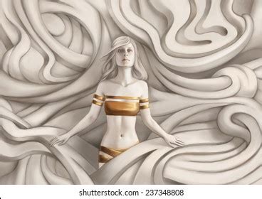 Beautiful Nude Woman Computer Graphic Illustration Stock Illustration