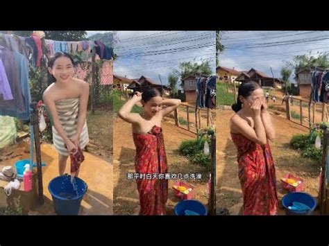 Hot Girl Japanese Shower Take A Bath Swimming Village In Cold And Clear Water Wild Swimming