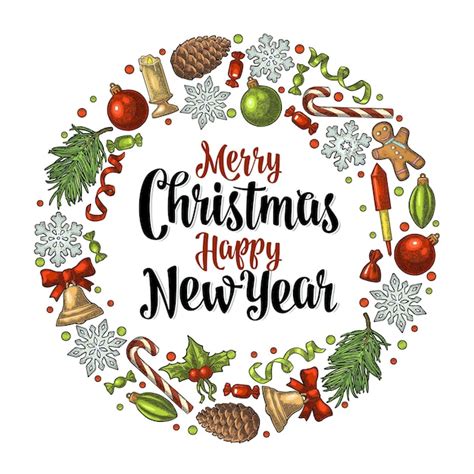 Premium Vector Circle Shape Set For Merry Christmas