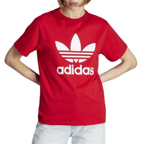 Camiseta Feminina Adidas Trefoil Vermelha Overboard