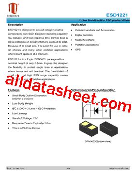 ESD1221 Datasheet PDF Shanghai Leiditech Electronic Technology Co Ltd