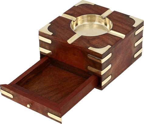 Amazon Large Decorative Wooden Ashtray With Cigarette Storage Case