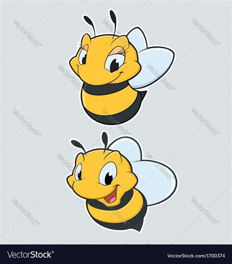 Cute Bee Vector Image On Vectorstock Cartoon Bee Cute Bee Bee