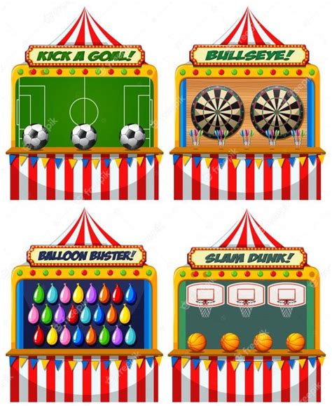 Premium Vector A Set Of Fun Fair Game Juegos De Feria Globos