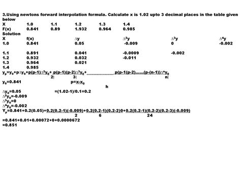 Interpolation Formula Steam Table