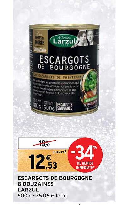 Promo Escargots De Bourgogne 8 Douzaines Larzul chez Intermarché