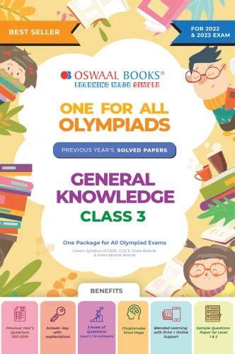 Oswaal One For All Olympiad Previous Years Solved Papers Class 3 Gk Book For 2022 23 Exam At