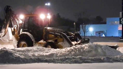 Snow Removal John Deere 310 Backhoe Plowing Deep Snow Youtube