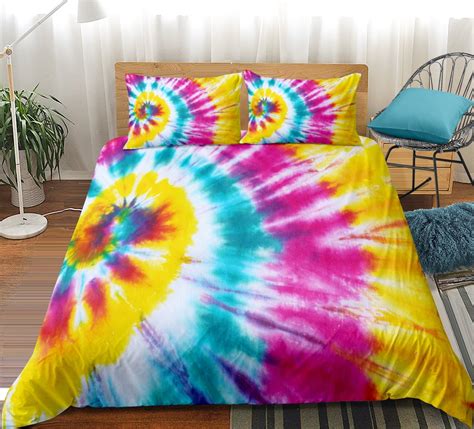 Tie Dye Duvet Cover Swirl Hippy Vintage Bedding Set Abstract Hippie