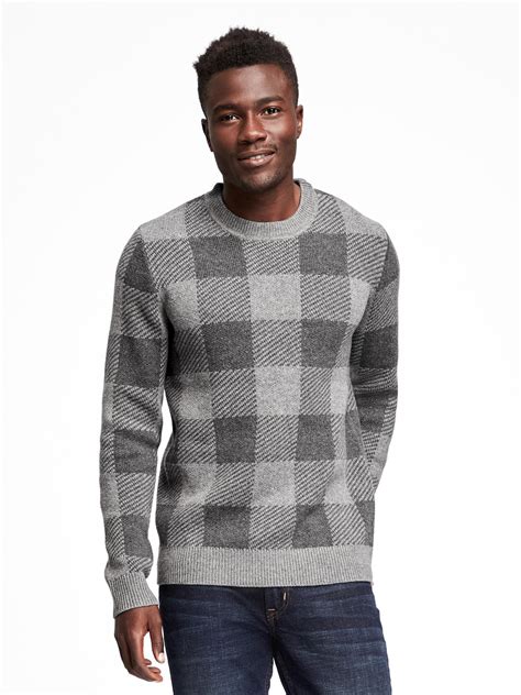 Checkered Crew Neck Sweater For Men Old Navy