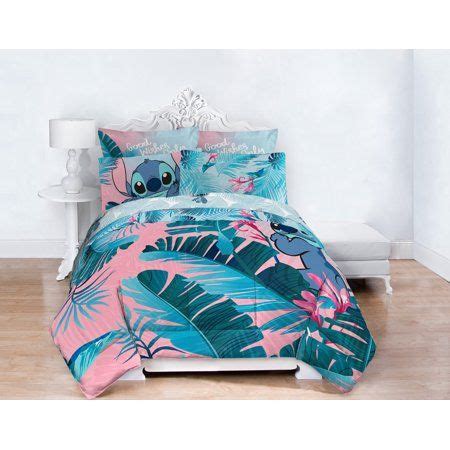 Lilo stitch tropical flowers kids queen bed in a bag bedding set w ...