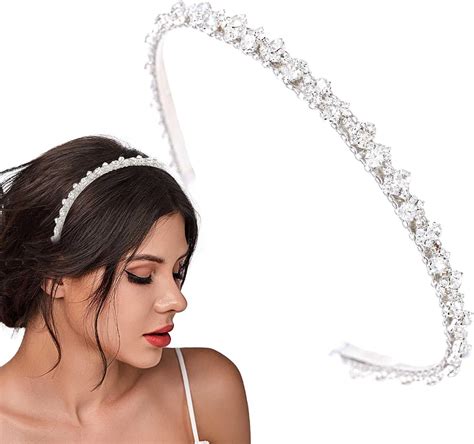 Coxiva Thin Rhinestone Padded Headbands Glitter Crystal