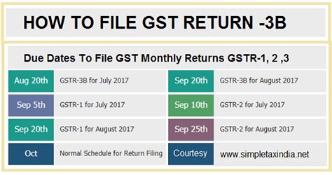 How To File Gstr 3b Gst Return July 2017 Due Date 20082017 Simple