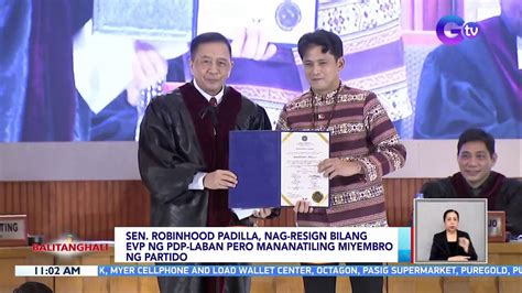 Sen Robinhood Padilla Nag Resign Bilang Evp Ng Pdp Laban Pero