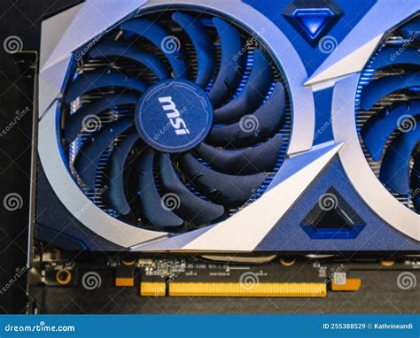 Msi Mech Graphics Card In Blue Light Close Up Editorial Stock Image