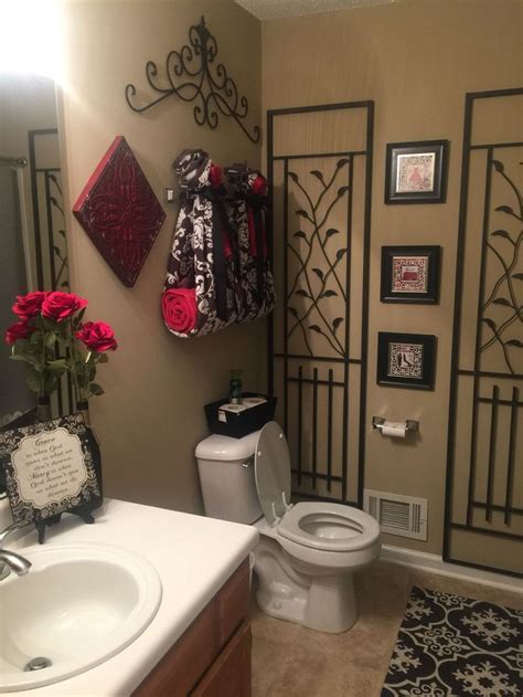 Red bathroom decor, Black bathroom decor, Bathroom decor apartment