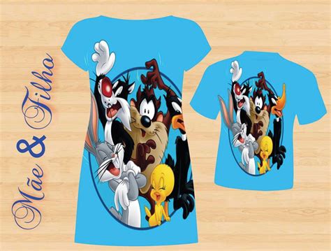 Kit Pai Mãe e Filho Looney Tunes 3 peças Elo7