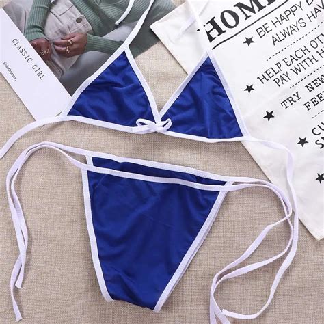 Summer Sexy Bikini Set Solid Women Bikini Set G String Thong Swimsuit Female Bandage Bathing