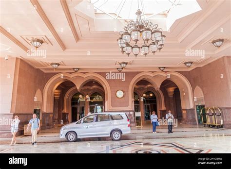 Abu Dhabi Uae March Entrance Of Emirates Palace Hotel In